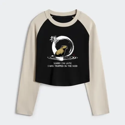 Tokyo-Tiger Zen Capybara Was Trapped In The Void Women's Crop Raglan T-Shirt