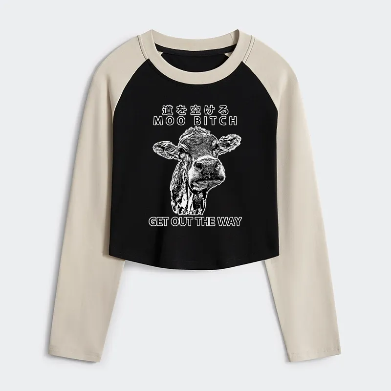 Tokyo-Tiger Funny Cow Women's Crop Raglan T-Shirt