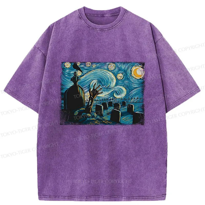 Tokyo-Tiger Halloween Under The Stars Washed T-Shirt