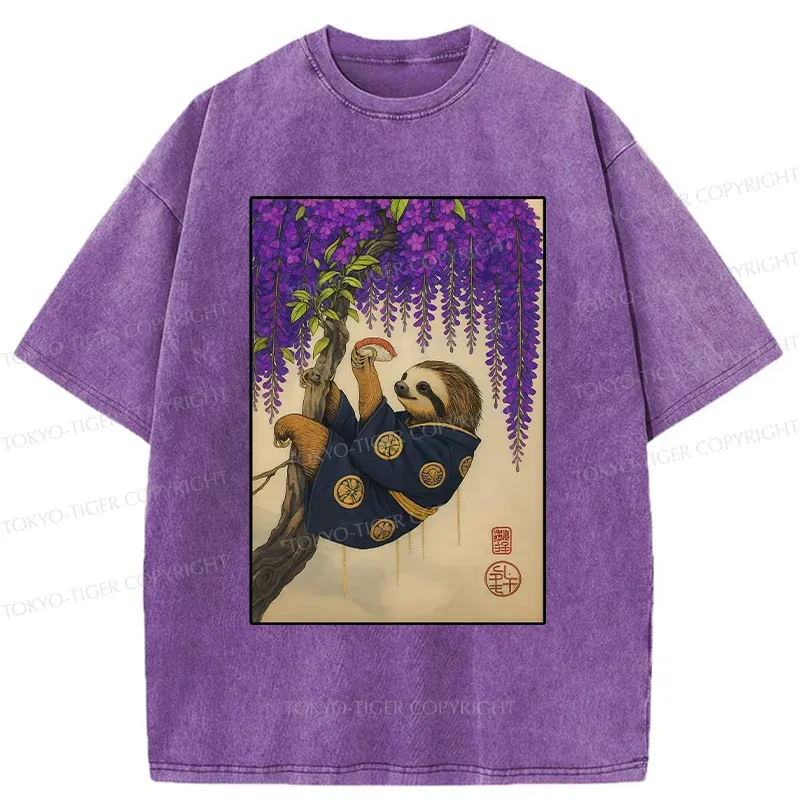 Tokyo-Tiger Japanese Sloth Washed T-Shirt