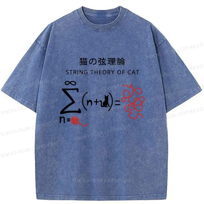Tokyo-Tiger String Theory Of Cat Washed T-Shirt