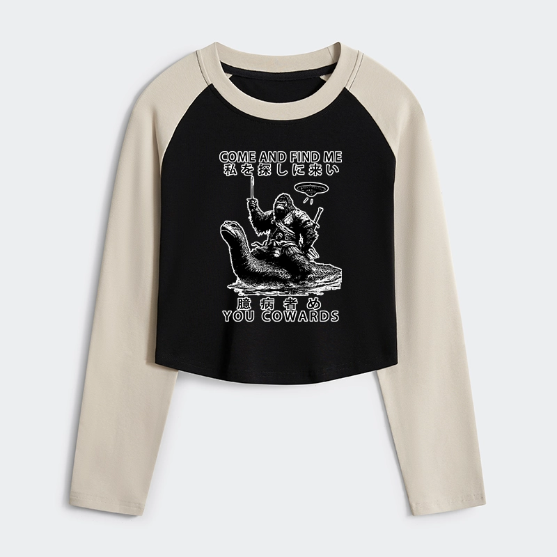 Tokyo-Tiger Can You Find Us Women's Crop Raglan T-Shirt
