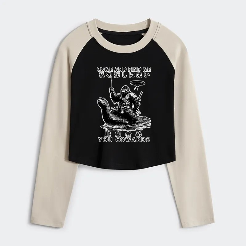 Tokyo-Tiger Can You Find Us Women's Crop Raglan T-Shirt