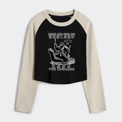 Tokyo-Tiger Can You Find Us Women's Crop Raglan T-Shirt