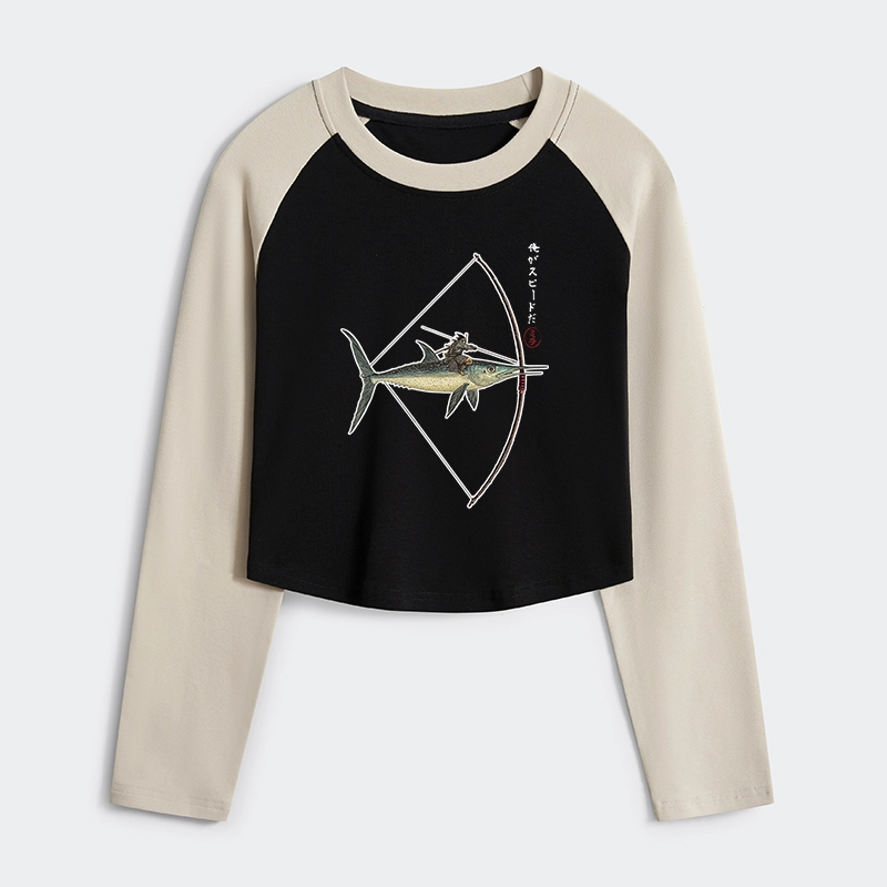 Tokyo-Tiger I Am Speed Women's Crop Raglan T-Shirt