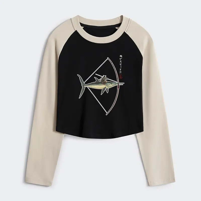 Tokyo-Tiger I Am Speed Women's Crop Raglan T-Shirt