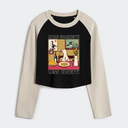 Tokyo-Tiger More Spaghetti Less Upsetti Goose Women's Crop Raglan T-Shirt