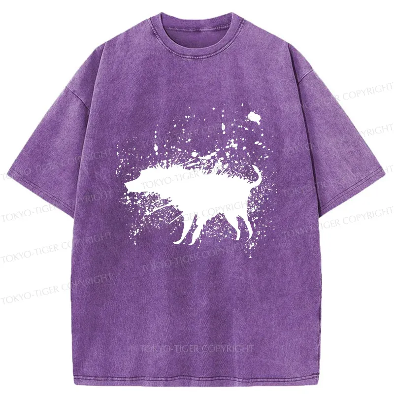 Tokyo-Tiger Tumbling Dog Washed T-Shirt