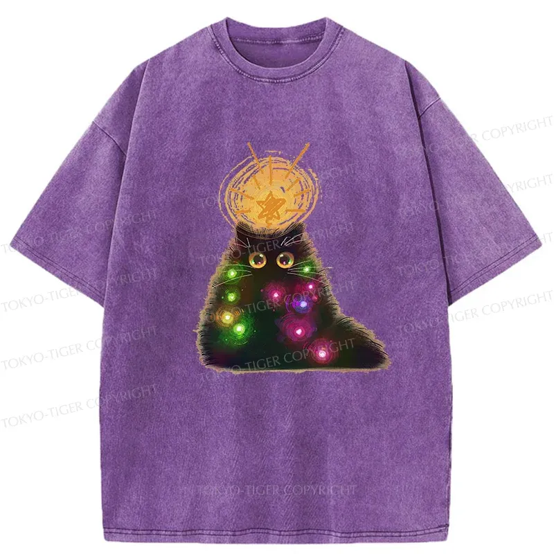 Tokyo-Tiger Christmas Cat Washed T-Shirt