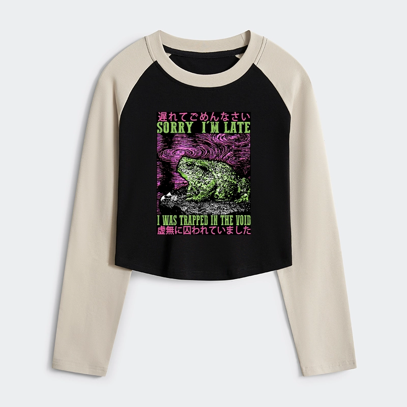 Tokyo-Tiger Frogs Trapped In The Void Women's Crop Raglan T-Shirt