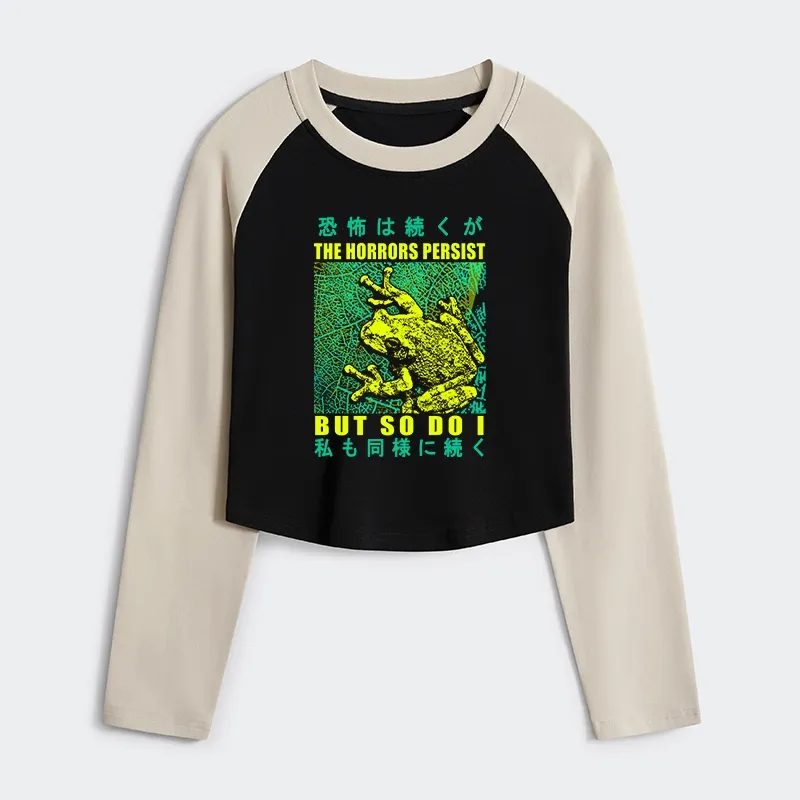 Tokyo-Tiger The Horrors Persist Frog Women's Crop Raglan T-Shirt