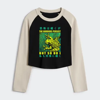Tokyo-Tiger The Horrors Persist Frog Women's Crop Raglan T-Shirt