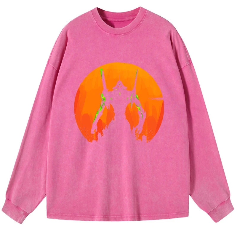 Tokyo-Tiger Robot Warrior Vintage Washed Long Sleeve T-Shirt