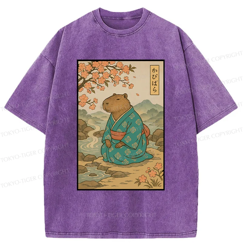 Tokyo-Tiger Japanese Capybara Washed T-Shirt