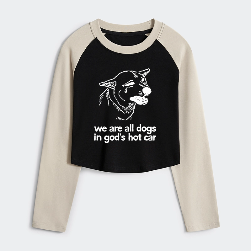 Tokyo-Tiger Sad Dog Funny Women's Crop Raglan T-Shirt