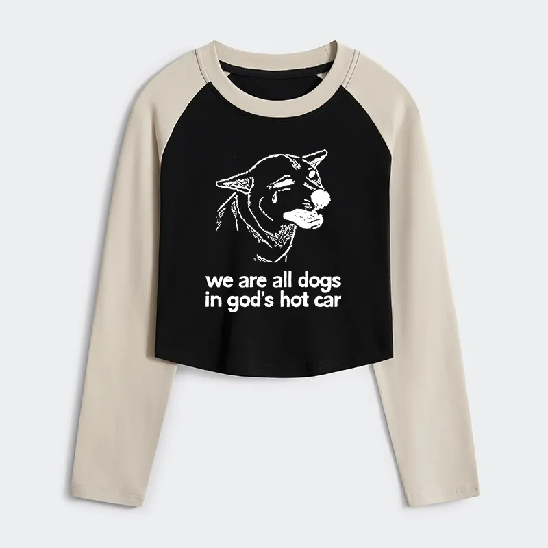 Tokyo-Tiger Sad Dog Funny Women's Crop Raglan T-Shirt