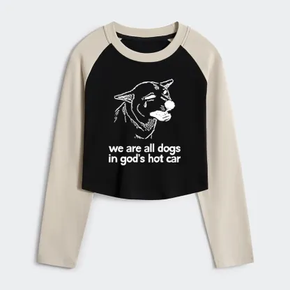Tokyo-Tiger Sad Dog Funny Women's Crop Raglan T-Shirt
