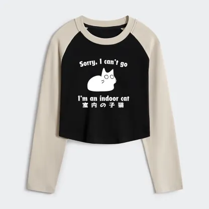 Tokyo-Tiger Indoor Kitten Women's Crop Raglan T-Shirt