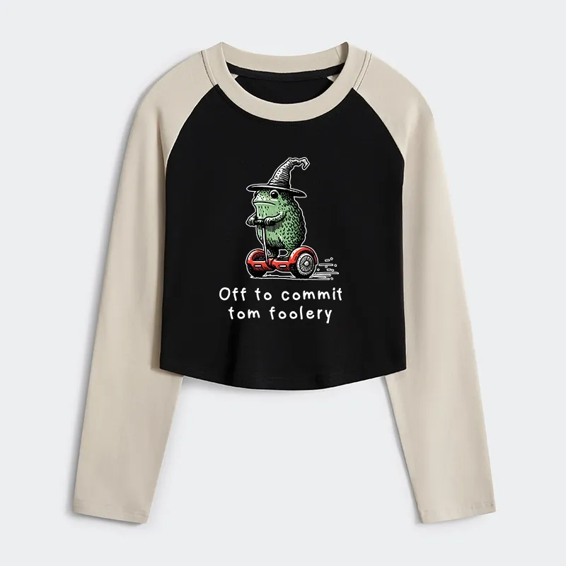 Tokyo-Tiger Frog Riding A Balance Scooter Women's Crop Raglan T-Shirt