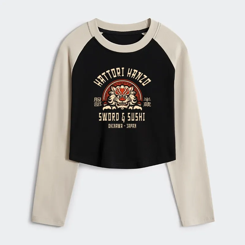 Tokyo-Tiger Hattori Hanzo Sword Women's Crop Raglan T-Shirt