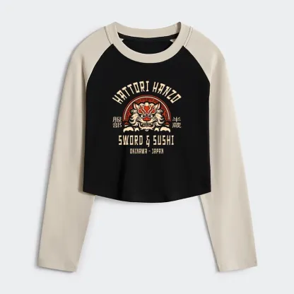 Tokyo-Tiger Hattori Hanzo Sword Women's Crop Raglan T-Shirt