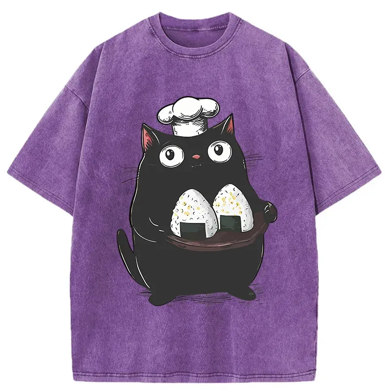 Tokyo-Tiger Onigiri Made By Cat Chef Washed T-Shirt