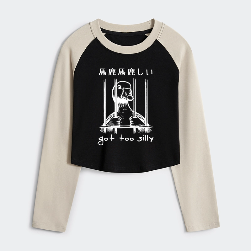 Tokyo-Tiger Got Too Silly Goose Women's Crop Raglan T-Shirt