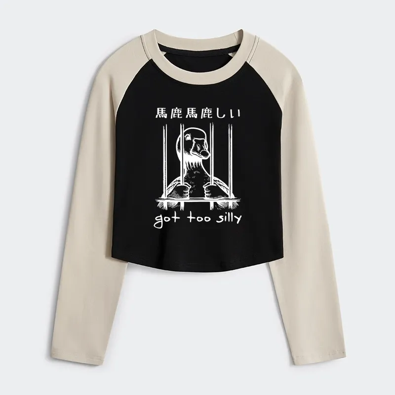 Tokyo-Tiger Got Too Silly Goose Women's Crop Raglan T-Shirt