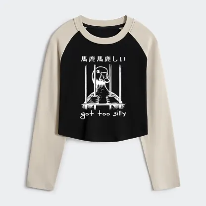 Tokyo-Tiger Got Too Silly Goose Women's Crop Raglan T-Shirt