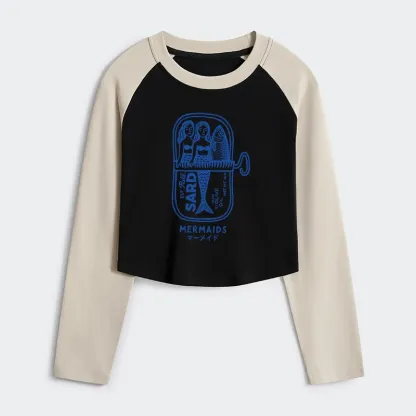 Tokyo-Tiger Mermaid Can Women's Crop Raglan T-Shirt