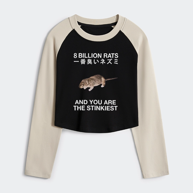 Tokyo-Tiger World's Stinkiest Rat Women's Crop Raglan T-Shirt