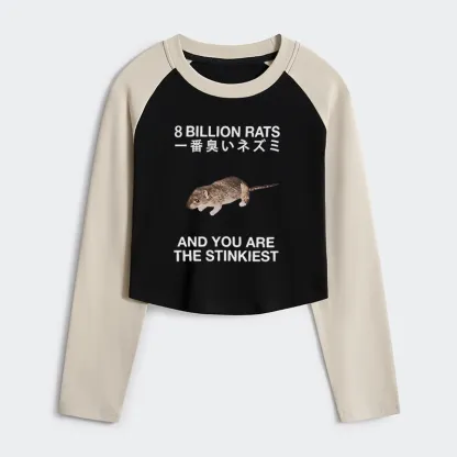 Tokyo-Tiger World's Stinkiest Rat Women's Crop Raglan T-Shirt