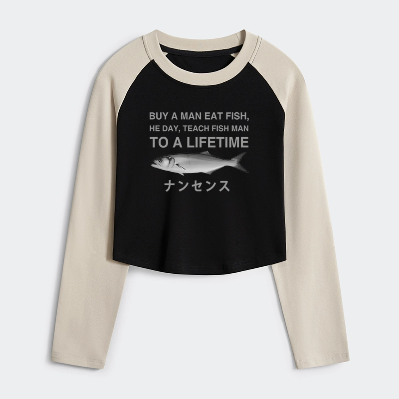 Tokyo-Tiger Funny To A Lifetime Women's Crop Raglan T-Shirt
