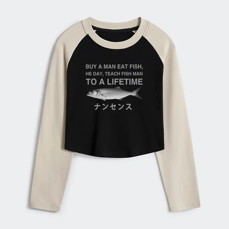 Tokyo-Tiger Funny To A Lifetime Women's Crop Raglan T-Shirt