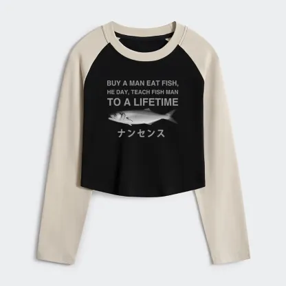 Tokyo-Tiger Funny To A Lifetime Women's Crop Raglan T-Shirt