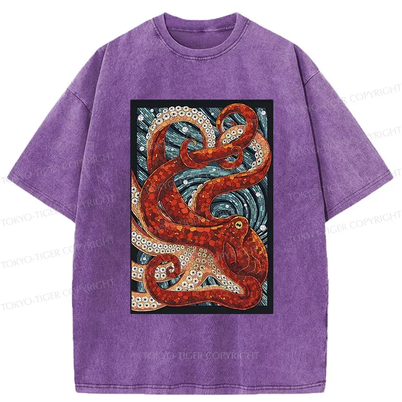 Tokyo-Tiger Colorful Octopus Washed T-Shirt