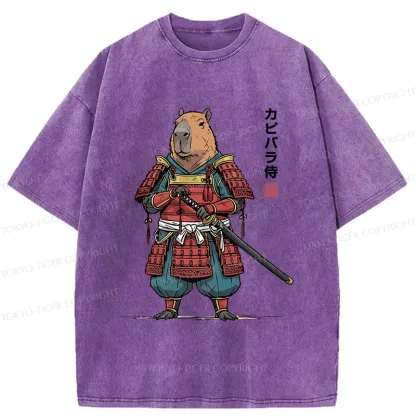 Tokyo-Tiger Capybara Samurai Washed T-Shirt