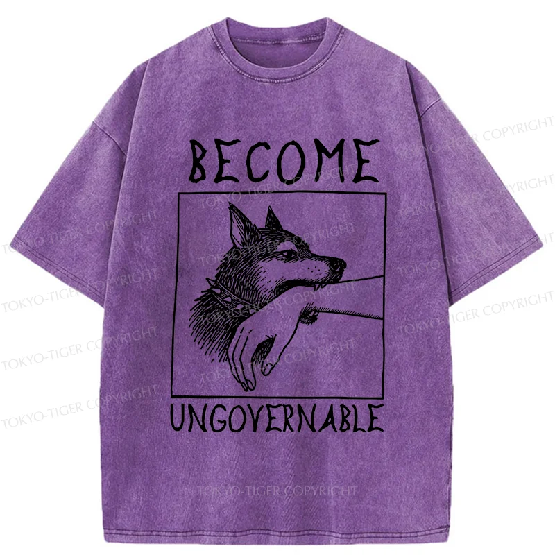 Tokyo-Tiger Uncontrolled Dog Washed T-Shirt