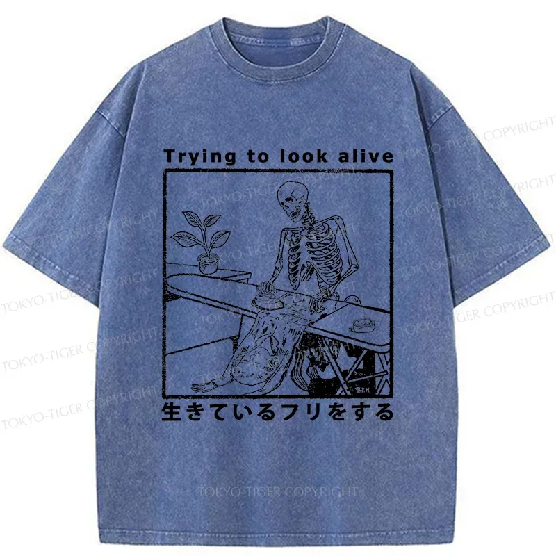 Tokyo-Tiger Ironing Shell Washed T-Shirt