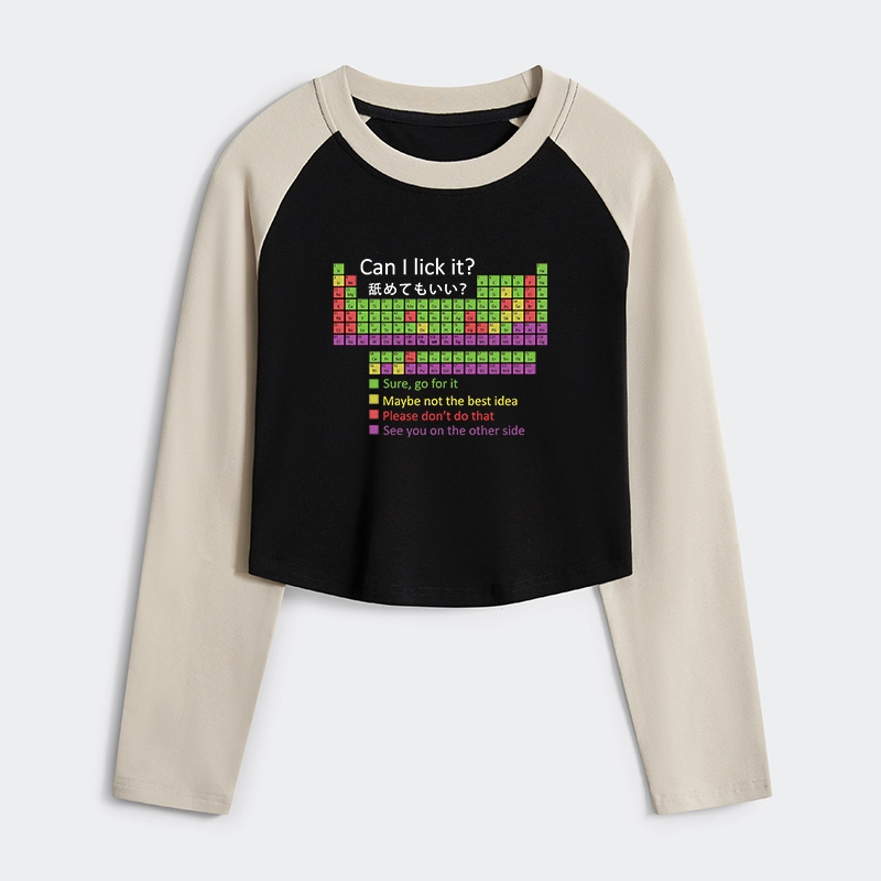 Tokyo-Tiger Can I Lick It Women's Crop Raglan T-Shirt