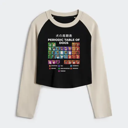 Tokyo-Tiger Periodic Table Of Dogs Women's Crop Raglan T-Shirt