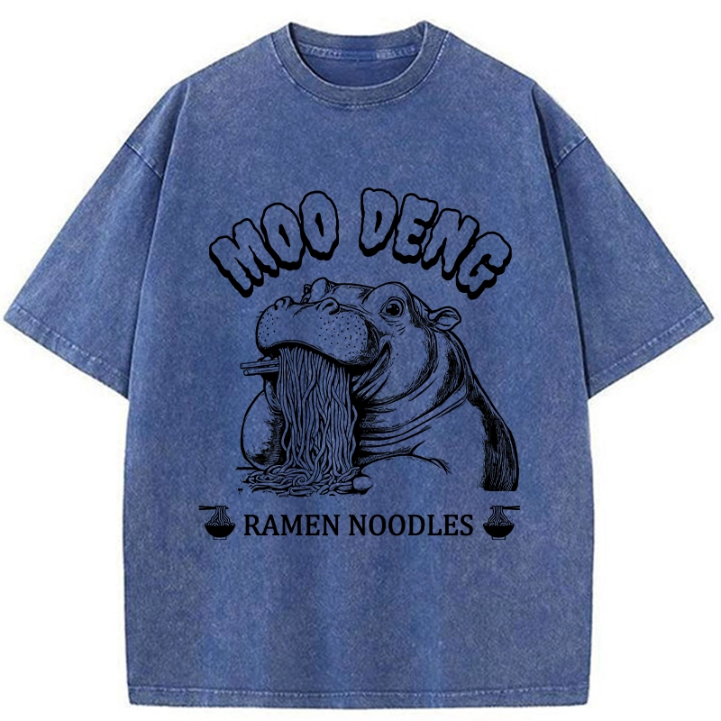 Tokyo-Tiger Ramen Lover Moo Deng Washed T-Shirt