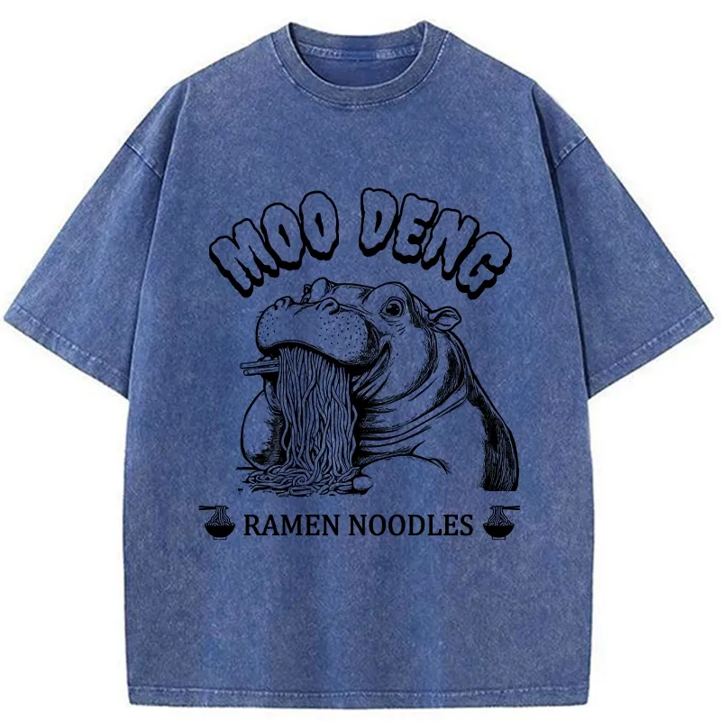 Tokyo-Tiger Ramen Lover Moo Deng Washed T-Shirt