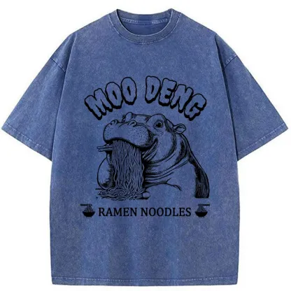 Tokyo-Tiger Ramen Lover Moo Deng Washed T-Shirt