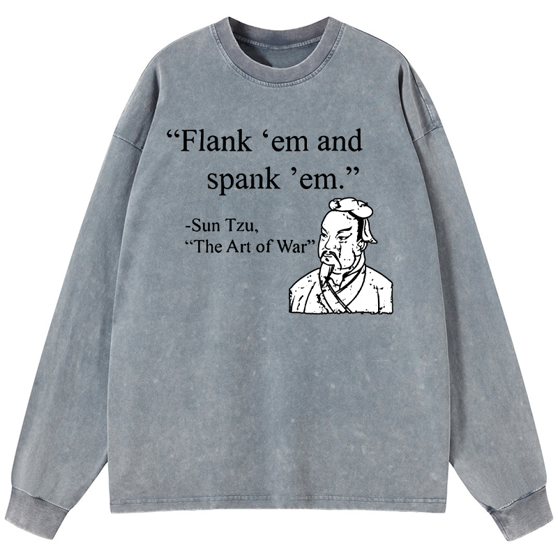 Tokyo-Tiger The Art Of War Funny Washed Long Sleeve T-Shirt