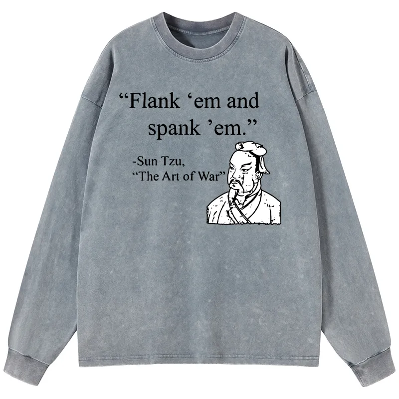 Tokyo-Tiger The Art Of War Funny Washed Long Sleeve T-Shirt