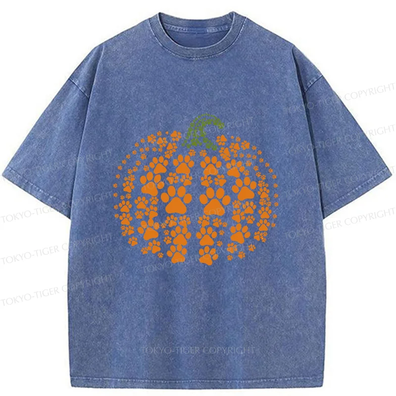 Tokyo-Tiger Cute Pumpkin Washed T-Shirt