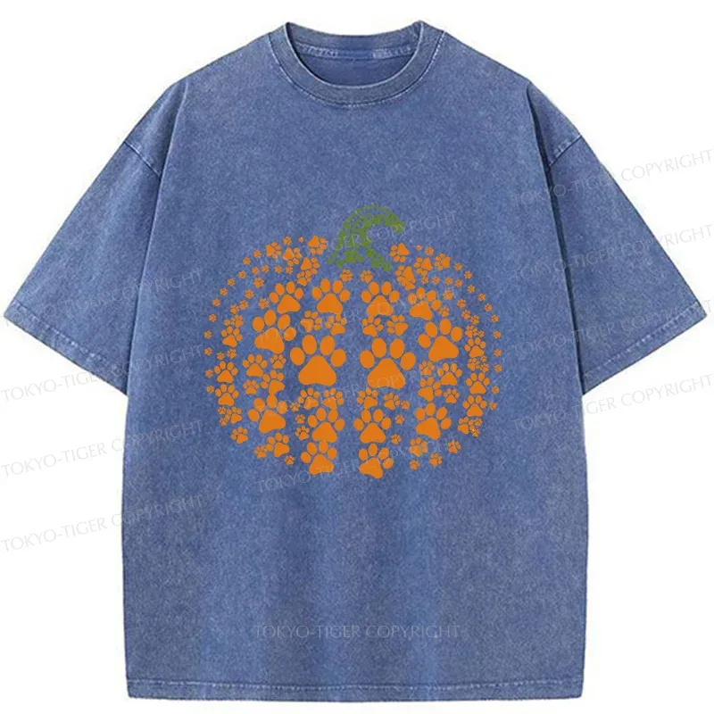 Tokyo-Tiger Cute Pumpkin Washed T-Shirt