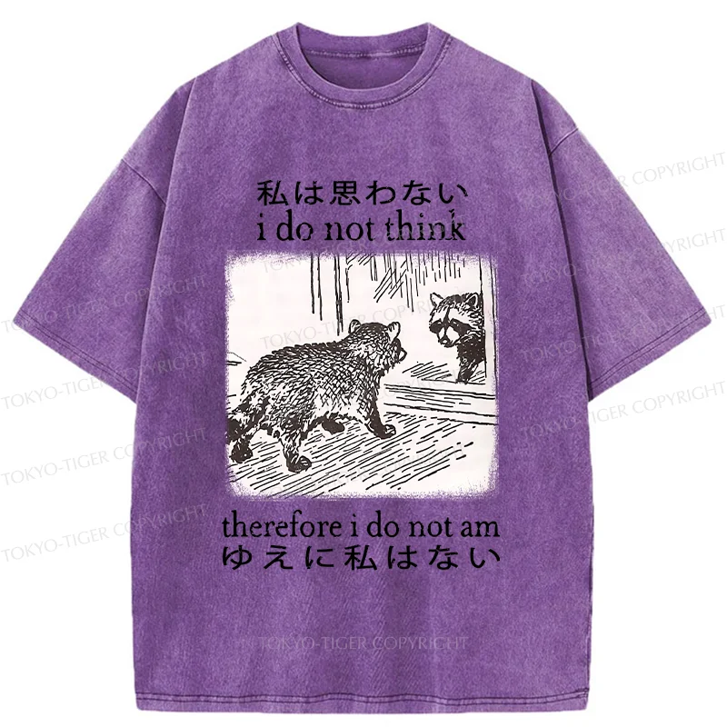 Tokyo-Tiger Raccoon Self-doubt Washed T-Shirt