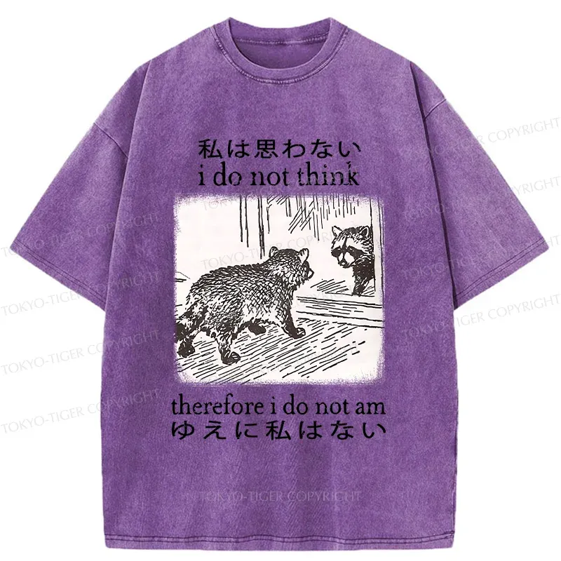 Tokyo-Tiger Raccoon Self-doubt Washed T-Shirt